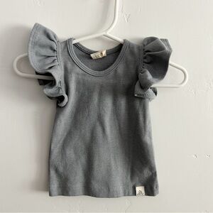Gray Ruffle Sleeve Kids Top